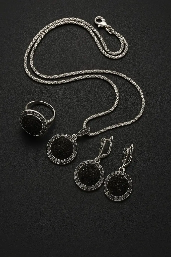 Black - Druzy Jewelry Set