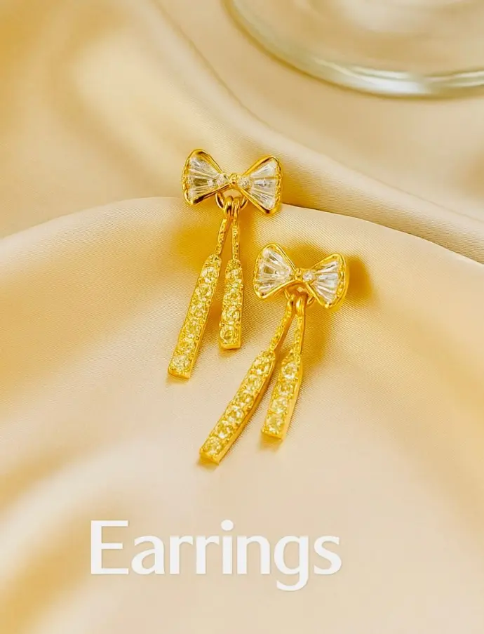 Golden Glam Bow Earrings