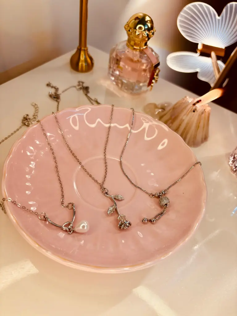 Golden Charm Necklace Of 3 Designs