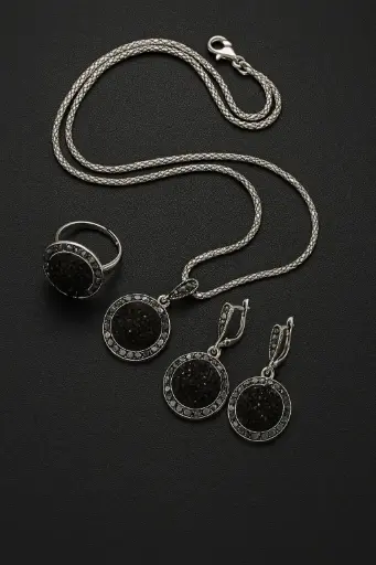 Black - Druzy Jewelry Set